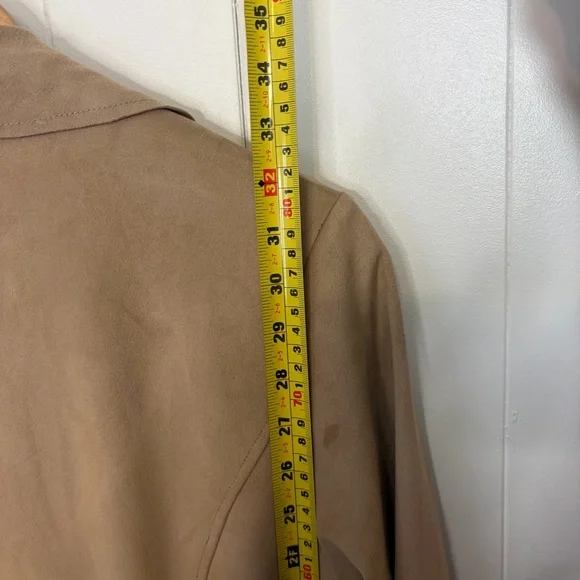 Anthropologie Luii Faux Suede Draped Blazer Jacket Beige Tan Size Small Office - Picture 7 of 9